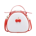 Bolso bandolera en blanco y rojo con diseño de cerezas y textura de lychee - Blanco Roto