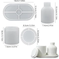 Silicone mold set for resin lotus tray and striped vase jar diy crafts with measurements - Vase + Jar + Tray Set