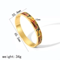 Detail view of gold enamel bangle with 55.4mm inner diameter and 10mm width measurements - Streamlined Color Style (TB7121-RD)