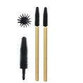 Bamboo handle disposable eyelash brushes with black silicone brush heads set of two - Bamboo Silicone Mascara Wand