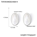 Ovale synthetische Fritillaria-Ohrringe aus Titanstahl mit 18k-Vergoldung-Details - Ohrringe / Stahlfarbe