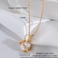 Golden copper cross necklace with large clear cubic zirconia stone in a gift box - Gold Plated Heart White NA14-2