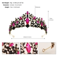 Tiara da sposa dorata con strass rosa e neri, accessorio per capelli da 13,5x7cm - Oro Rosa Nero