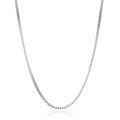 Close-up of a silver stainless steel box chain necklace with high-polished metallic shine - Box Chain / Steel