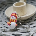 Christmas snowman rubber keychain with red hat and scarf on a beige ceramic tray - Small Christmas Soft Glue Keychain Scarf Snowman