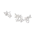 Set orecchini asimmetrici a farfalla in argento S925 e ear crawler finitura argento - Argento 925 / Bianco