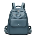 Mochila de cuero PU suave gris azulado con bolsillos de cremallera y herrajes plateados - 34*12*28 / Azul
