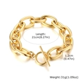 Bracciale a catena spessa dorato in acciaio inossidabile con chiusura OT, 1,2 cm - Bracciale Oro 21CM