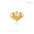 Polished 14mm golden stainless steel heart pendant for DIY jewelry, 2g weight charm - Polished Gold Heart Pendant (KLJ106-Z)