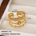Adjustable 18K gold plated stainless steel multi-layer ring with star charms - Multi-layer Star 587 / Gold