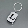 Polished silver stainless steel keychain featuring a hollow rectangular letter L pendant - Polished Alphabet Letter L