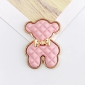 Pink diamond-quilted bear accessory with gold metal trim and bow for DIY jewelry making - Bowknot Bear(D1651) / Pink