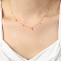 Minimalist gold plated titanium steel necklace with square cubic zirconia pendants - P378-Gold Necklace 40+5cm / Gold