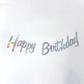 Holographic Happy Birthday banner for party decoration with rainbow metallic finish - Metallic Silver