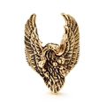 Bold golden stainless steel eagle ring with detailed feathers in a hip hop vintage style - US 8 / Gold Eagle