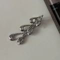 Minimalist liquid metal silver hair clip with sleek molten heart shape design - Alloy / Heart Silver-6CM
