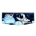 Blue astronaut pencil box with compartments for eraser, scissors, and sharpener - Space Travel