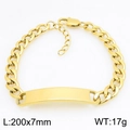 Customizable gold-plated titanium steel Cuban link ID bracelet for men with engravable plate - D Style (KB211384-KFC)