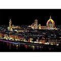 DIY colorful city night scene scratch art painting of Florence skyline with cathedral - Florence