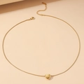 Gouden roestvrijstalen halsketting met hartvormige hanger, Love gravure en verstelbare ketting - Alleen Hart Ketting 029 / Goud