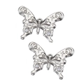 Lot de breloques papillon en alliage argenté avec cœur violet et strass pour bijoux - Style 02-Papillon Strass / Argent