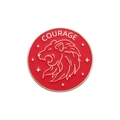 Rote Courage Emaille-Anstecknadel mit goldenem Löwenkopf und Sternen für Kleidung - Mut Löwe (QHXZ1117)
