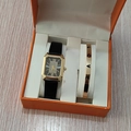 Coffret cadeau montre dorée et bracelet LOVE avec bracelet en cuir noir et boîte orange - Style 14 (Sans boîte)