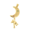 Golden bear moon pendant with LOVE engraving and colorful zircon stones on white background - Hanging Moon Bear