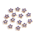 Golden star beads with blue enamel evil eye design arranged in a circular pattern - Pentagram / Sapphire Blue