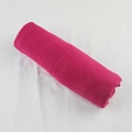 Deep pink cotton linen scarf with fine crinkle texture and fringe edges roll - Rose Red