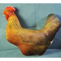 Realistisch pluchen hanenkussen met 3D-digitale verenprint en oranje snavel - 35x28cm Grijze Hen