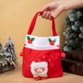 Christmas gift bag with 3D snowman character and red drawstring handles on wooden background - Brushed Pocket Snowman