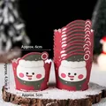 Christmas snowman cupcake liners in red and green, set of 50 pieces, 6x5x4.5cm size - Paper Cups Green Hat Snowman 50pcs