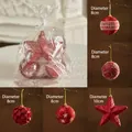 5-piece red glitter foam Christmas ornaments set with star and patterned baubles - Red 5-Piece Set