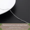 Chaîne cruciforme en acier inoxydable argenté avec perles 2,1mm pour bijoux DIY - Chaîne à Billes Croix Martelée 2,1mm 1m