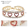 Macro view showing heart rhinestones and gold clasp detail of the double layer bracelet - Gold (Double Heart)