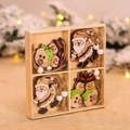 Set di decorazioni natalizie in legno con pupazzo di neve e Babbo Natale in scatola - Stile Babbo Natale Pupazzo di Neve (Q-G31)
