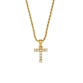 Golden twist rope chain necklace featuring a zircon-encrusted letter T pendant - Letter T