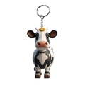 Schattige cartoon hooglandkoe sleutelhanger met zwart-witte patronen en metalen ring - Zwart-Witte Koe Stijl