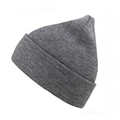 Close-up of gray knitted beanie showing fine stitch texture and classic fold-over cuff - Dark Gray