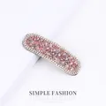 Rectangle hair clip with pink and white rhinestones on a dark alloy base for women - Style 2 Pink [Square]