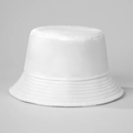 Detailed close-up showing the cotton twill texture and stitching on this white bucket hat - White