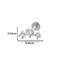 Silver stainless steel labret stud with curved triple clear cubic zirconia flower design - Triple Stone Arc (0159-9#) / Silver