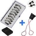 Reusable 5-pair magnetic eyelashes kit MB 10K-5 with rose gold applicator tool - MB10K-5 / 5 Pairs Eyelashes + Black Clip