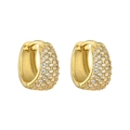 Luxury gold teardrop hoop earrings with pave cubic zirconia stones on white background - 1 Pair / Gold Oval Narrow