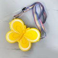 Yellow butterfly silicone crossbody bag for children with a rainbow striped shoulder strap - Single-Sided Butterfly / Yellow