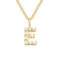 Collana in acciaio inossidabile dorato con ciondolo iniziale 'E' decorato con perle - Lettera E - Oro