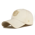 Off-white baseball cap with golden R-letter embroidery and premium textured fabric - Adjustable / Light Beige