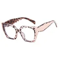 Pink tortoiseshell cat-eye glasses frame with wide geometric design and clear lenses - Tortoise & Nude Pink