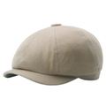 Classic newsboy cap in beige cotton twill with an eight-panel structure and vintage style - Adjustable / Khaki